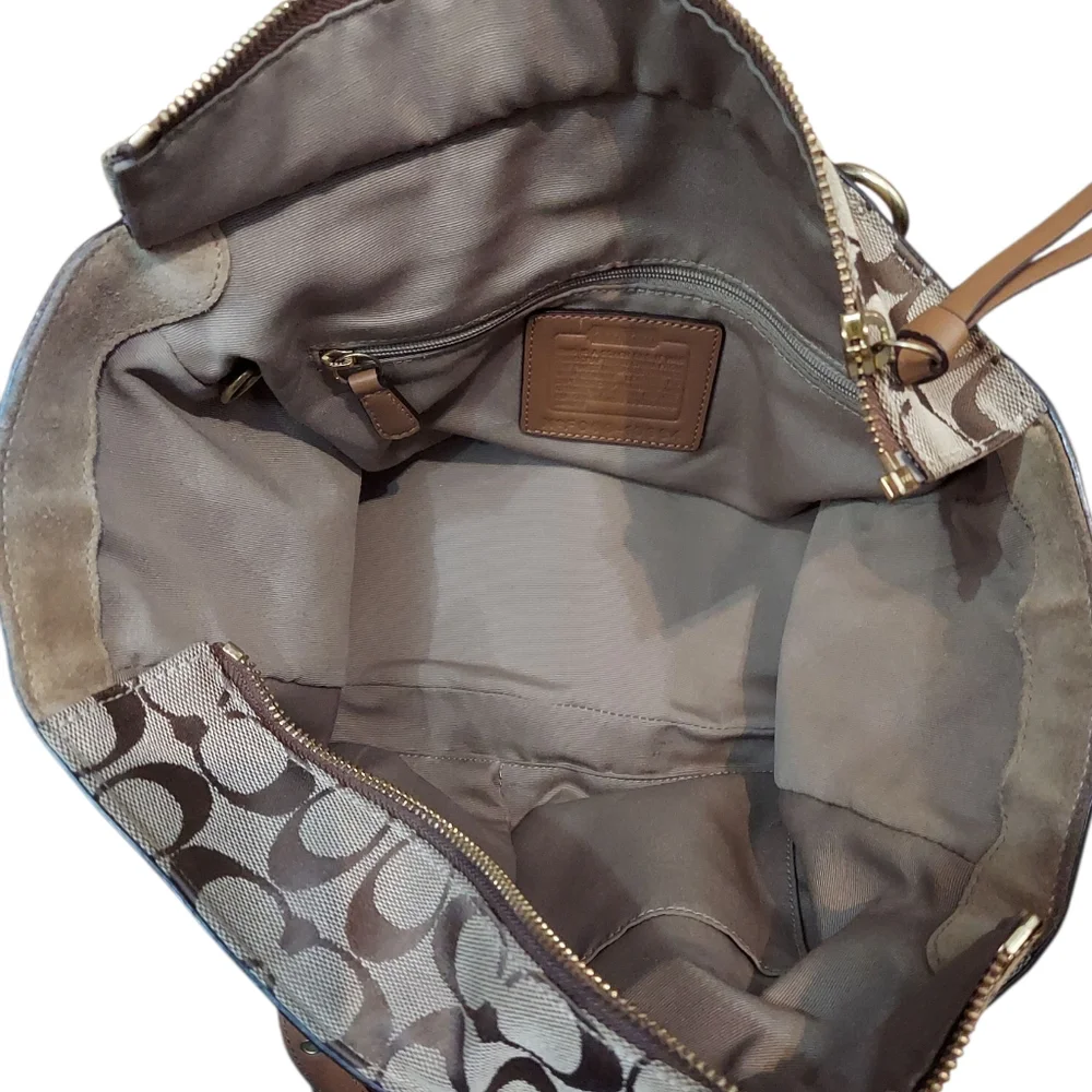 Coach Y2K Signature Turnlock Jacquard, Leather & Suede Tote Bag EUC - Picture 14 of 15